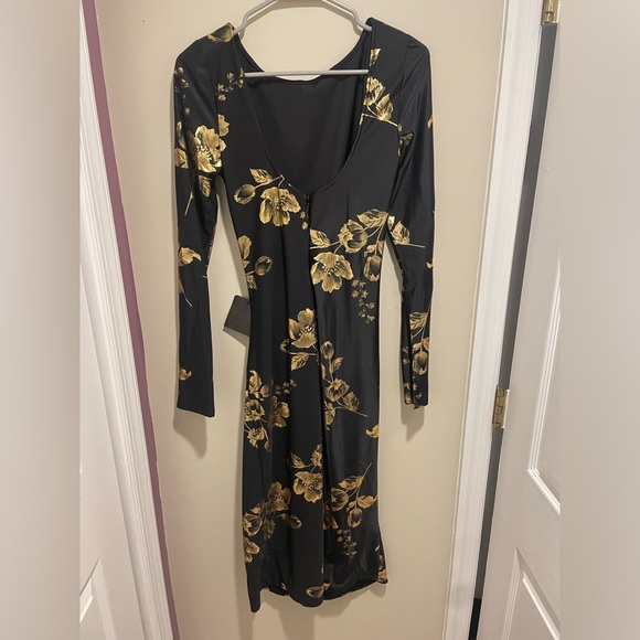 *NWT* Baltic Born Soleblu Midi Black and Gold Dress - Picture 3 of 6